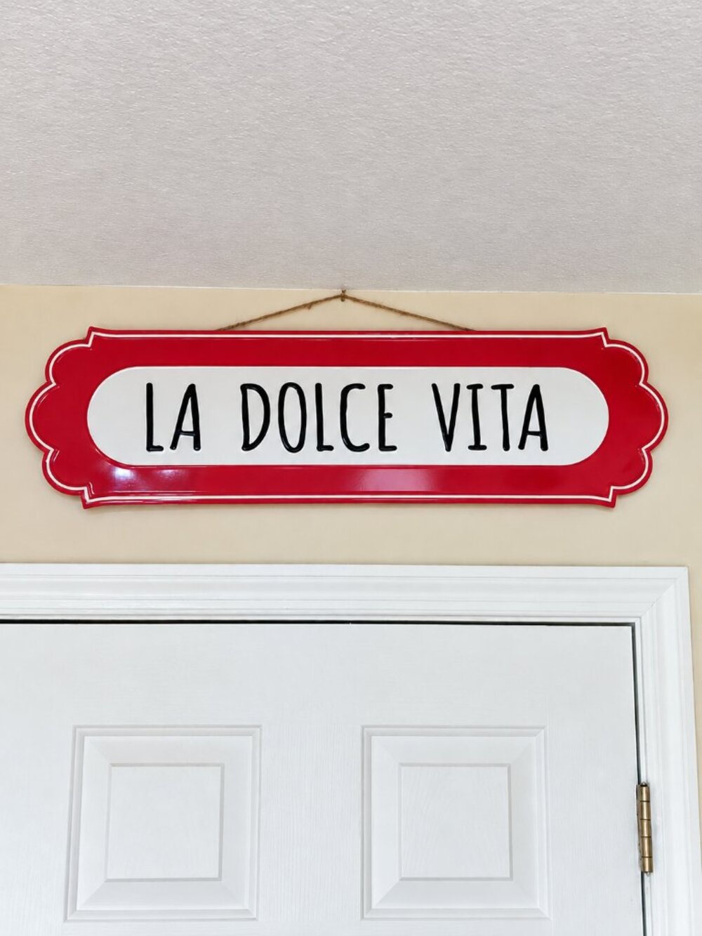 La Dolce Vita Red White Hanging Wall Sign Italian Decor